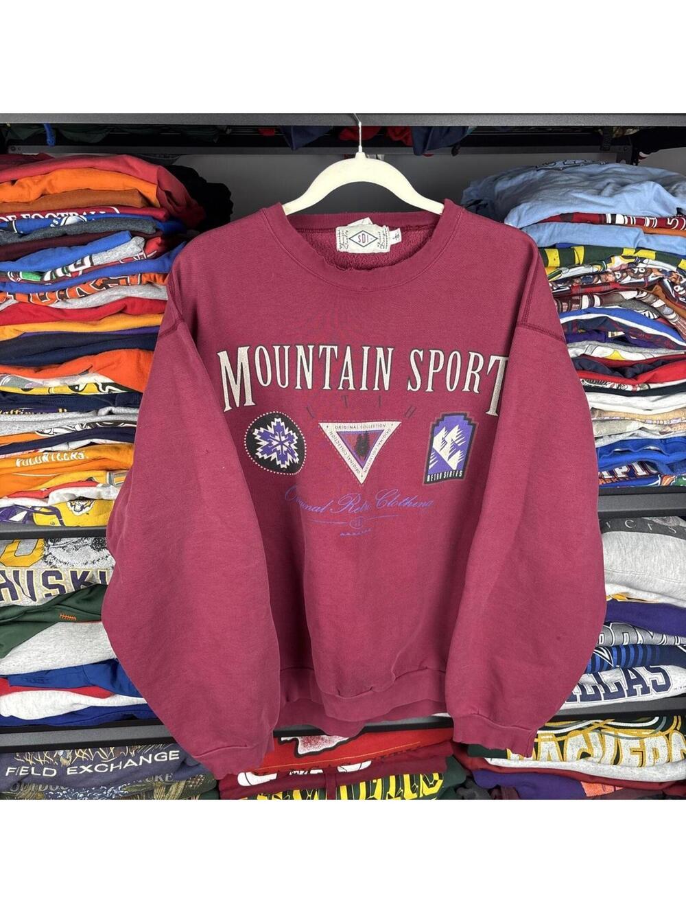 Vintage 90s Mountain Sport Utah Crewneck Sweatshirt Maroon SDI Sz L